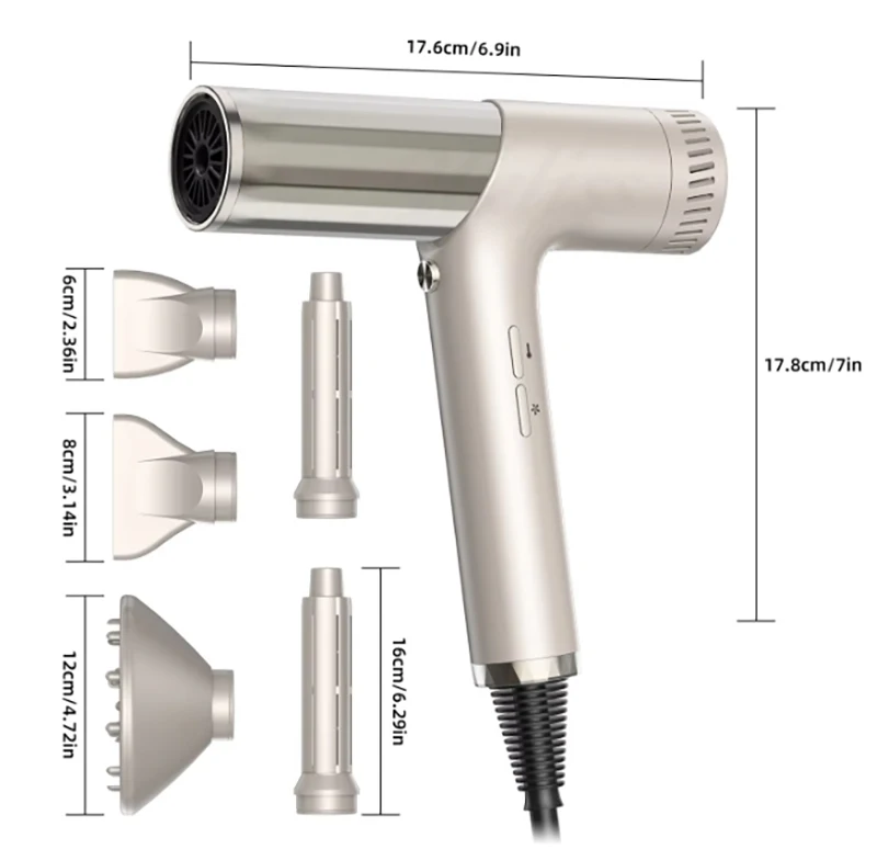 

Интеллектуальный салонный стайлер 2025, безлистный фен с высокоскоростным контролем температуры, отрицательные ионы, статические звуковые функции
