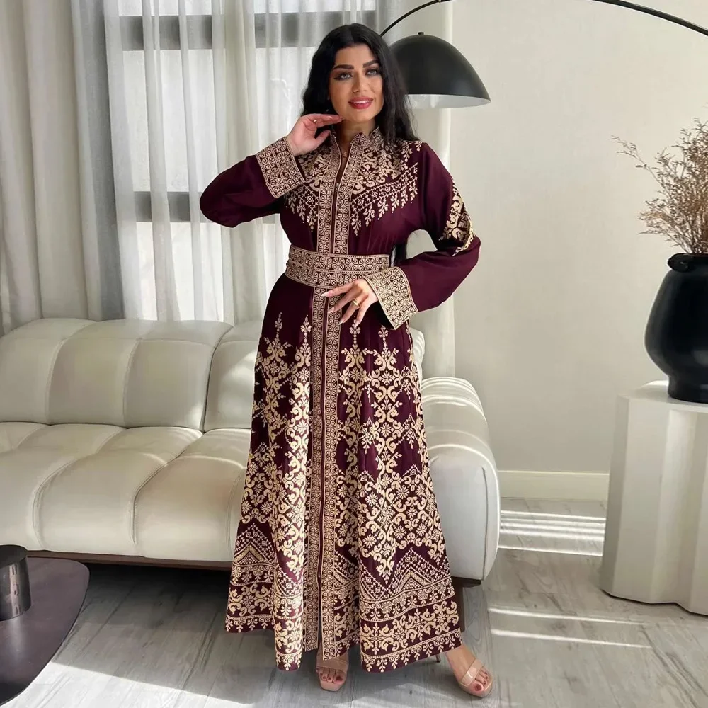 Ramadan Eid Print Jalabiya Muslim Women Zipper Long Dress Robe Dubai Abaya Turkey Kaftan Ethnic Islam Clothing Caftan Vestidos
