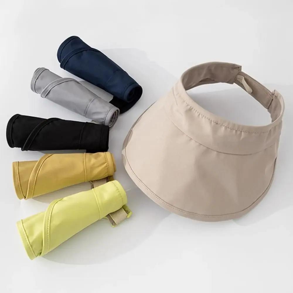 Fashion UV Protection Large Brim Sun Hat Wide Brim Lightweight Empty Top Hat solid color Adjustable Foldable Sunhat Summer