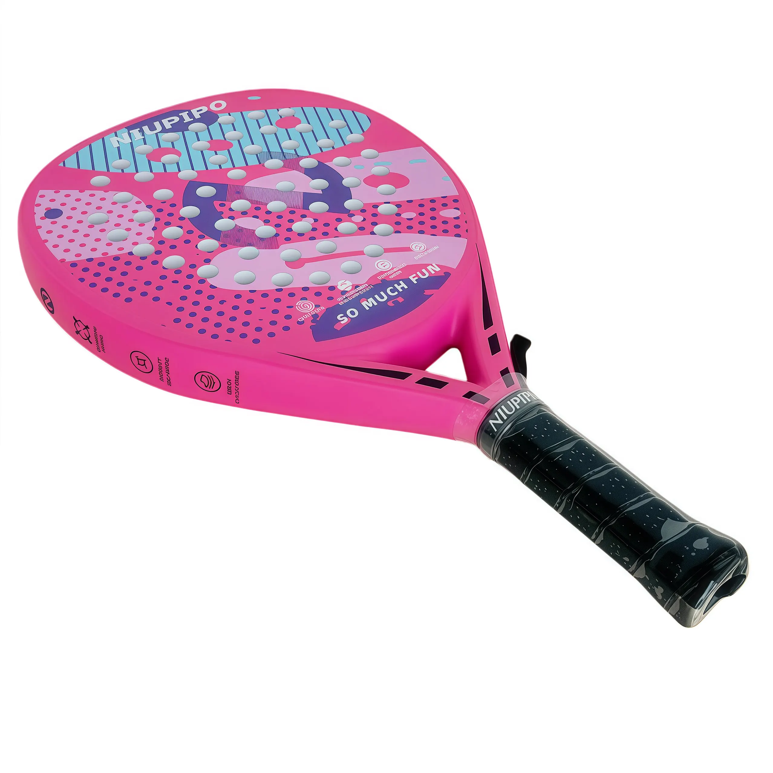 NIUPIPO Tennis Padel Racket, Full Carbon Fiber Racket Surface, Thermoformed Uni-body Construction, Soft EVA Core, Thickness 38mm