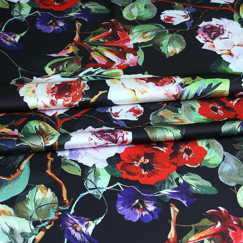 Brand Printed Drape Fabric for Clothing High Quality Handmade Camisole Dress Qipao Sleepwear Wide Leg Pants Shirt Chiffon Fabric