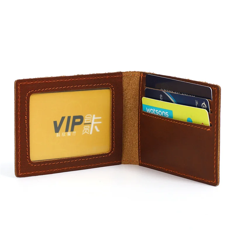 Vintage Men's Card Holder Wallet Genuine Leather Minimalist Small Thin Purse Slim Mini Credit Card Bank ID Card Holder Wallet