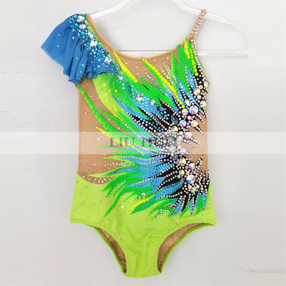 Strój do gimnastyki artystycznej LIUHUO, aerobik, dla dorosłych kobiet i dziewcząt, kostium na występy, zawody taneczne, wielokolorowy, młodzieżowy, zielony