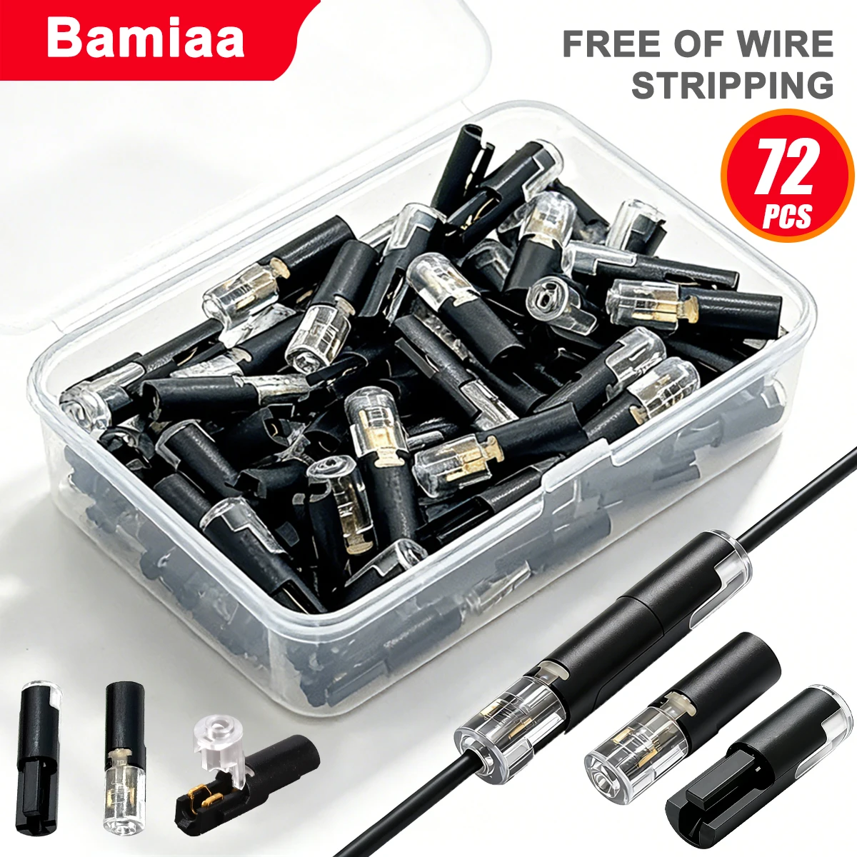 12/72 Pcs of LED Plug-in Terminals (No Wire Stripping Required), Quick-Connect Dual-Pin, Dual-Channel D2.