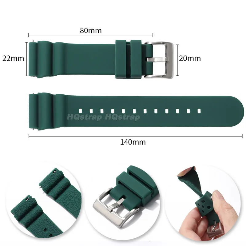 20 مللي متر 22 مللي متر ساعات سيليكون الفرقة المطاط مقاوم للماء الغوص حزام ل Seiko SKX007/009 العالمي سوار الإفراج السريع معصمه