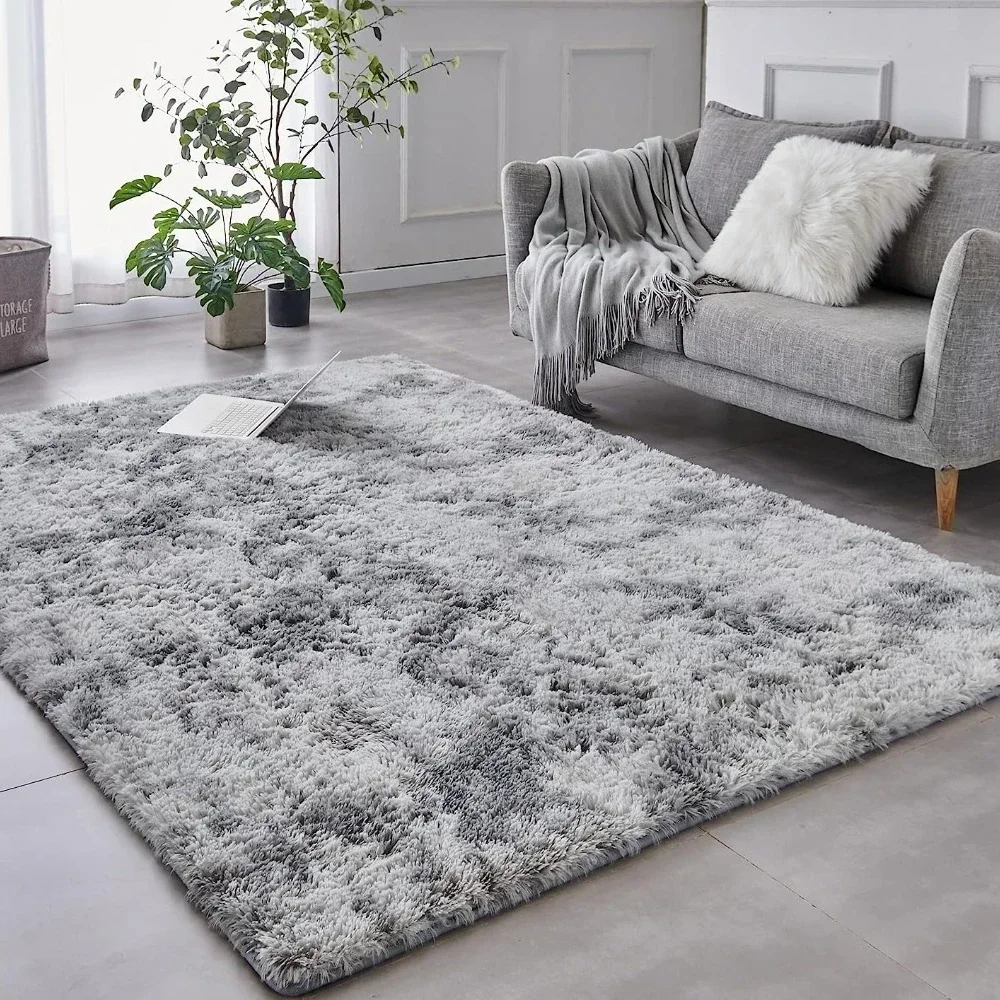 Gray Carpet for Living Room Plush Rug Bed Room Floor Fluffy Mats Anti-slip Home Decor Rugs Soft Velvet Carpets Kids Room Blanket