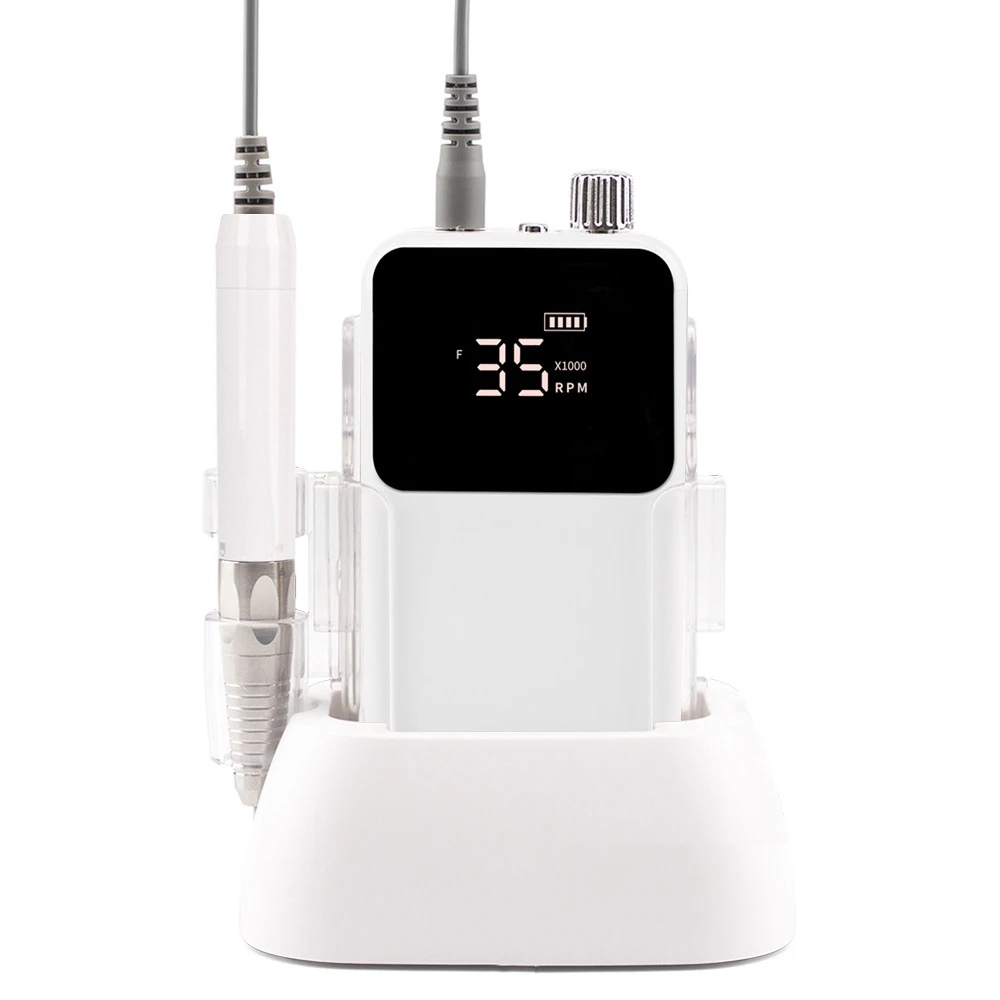 Rechargeable Desktop Nail Drill Machine With Base 35000RPM Manicure Electric Nail File Pedicure Cordless Manicure Pedicure Tool