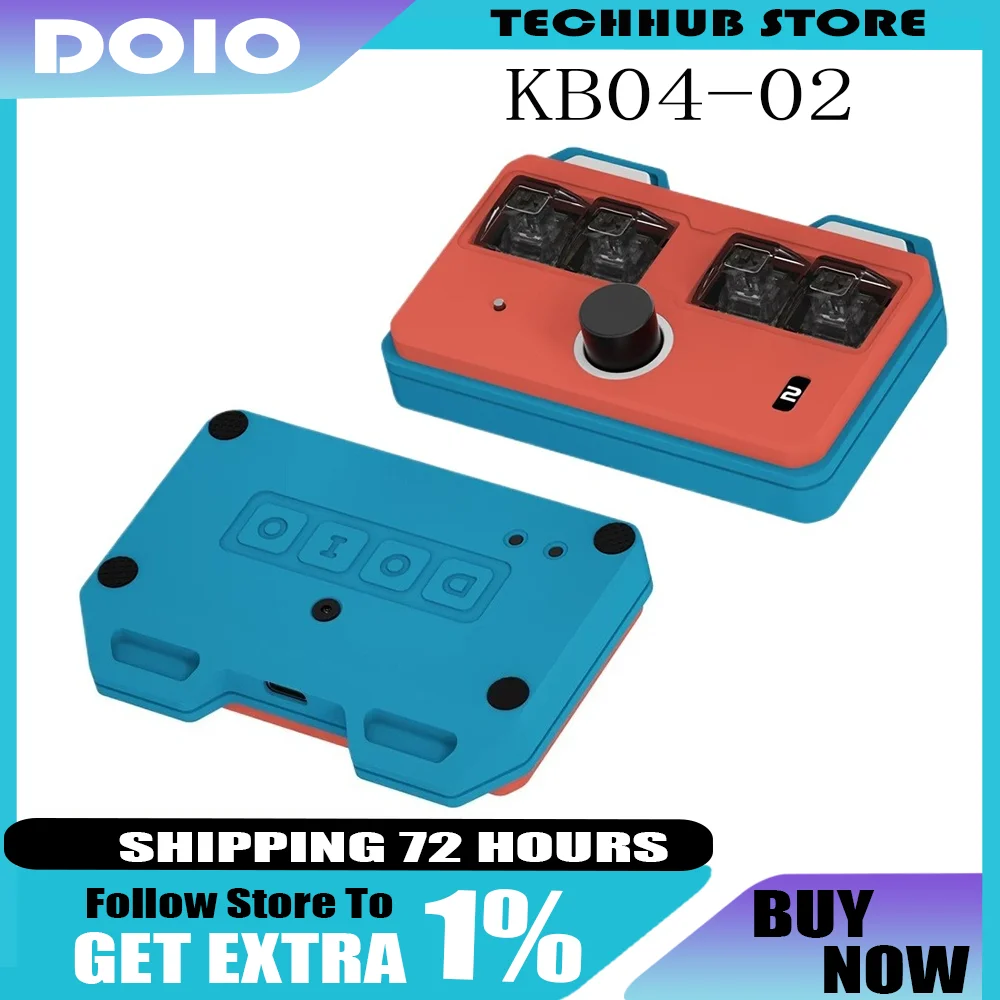 

DOIO KB04-02 Механическая клавиатура из алюминиевого сплава QMK VIA Зуммер Электромагнитный клапан Настроить игровую клавиатуру OLED Аксессуары для киберспорта