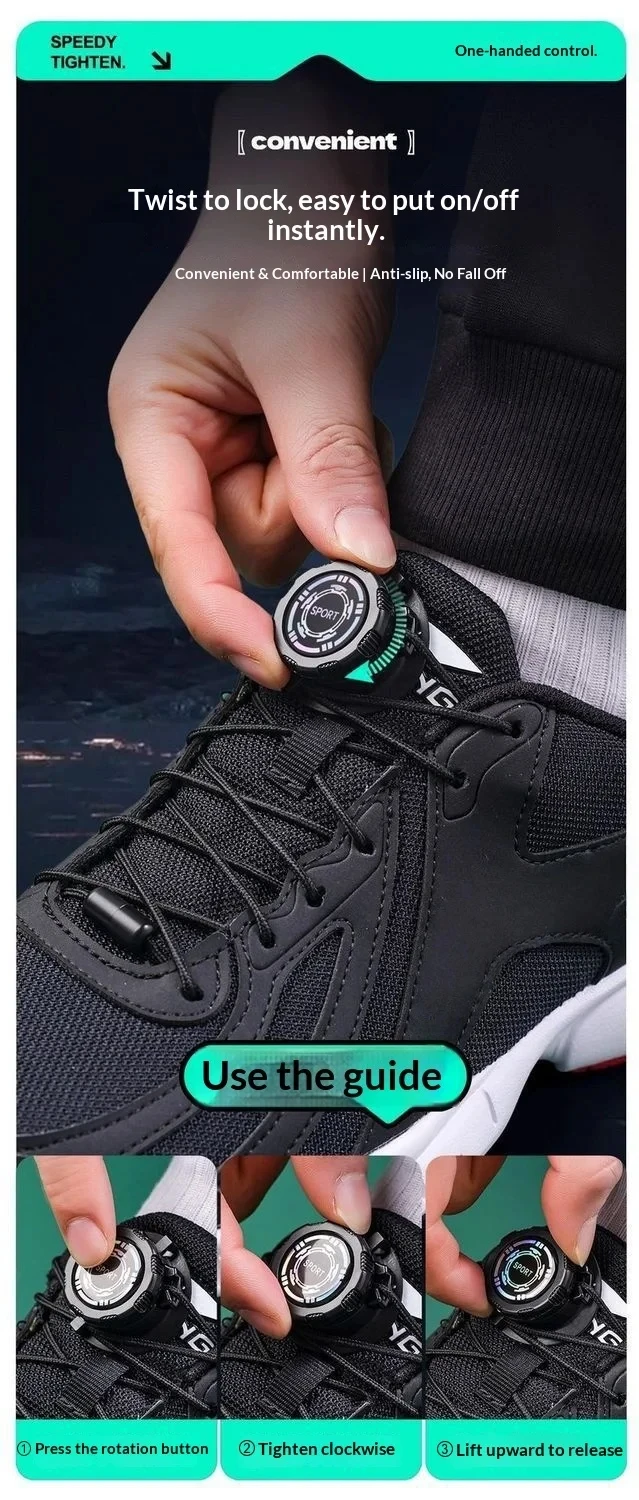 Outdoor-Sportschuh-Schnürsenkel, einfache Installation, Schnürsenkel mit Drehverschluss, Sneaker, dickes Seil, automatischer Schnürsenkel, Schuhzubehör – Detail 4
