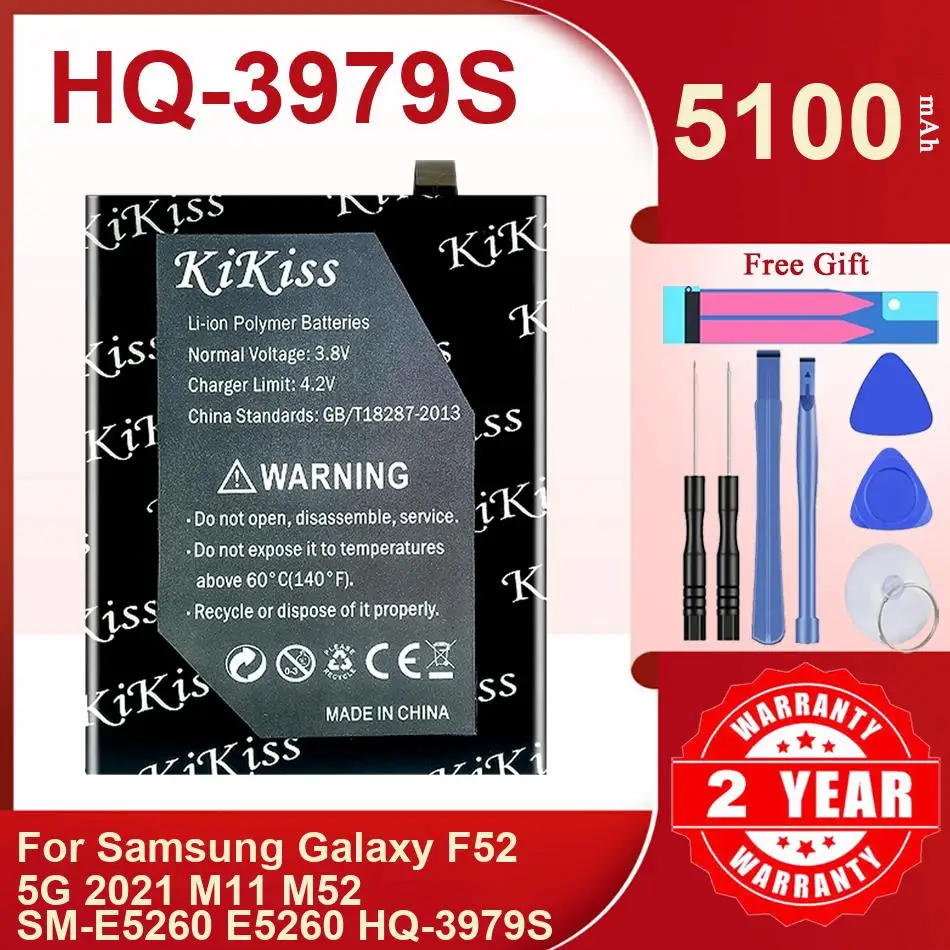 KiKiss Battery For Samsung Galaxy F52 5G 2021 M11 M52 SM-E5260 E5260 HQ-3979S,HQ-3979S,5100mAh