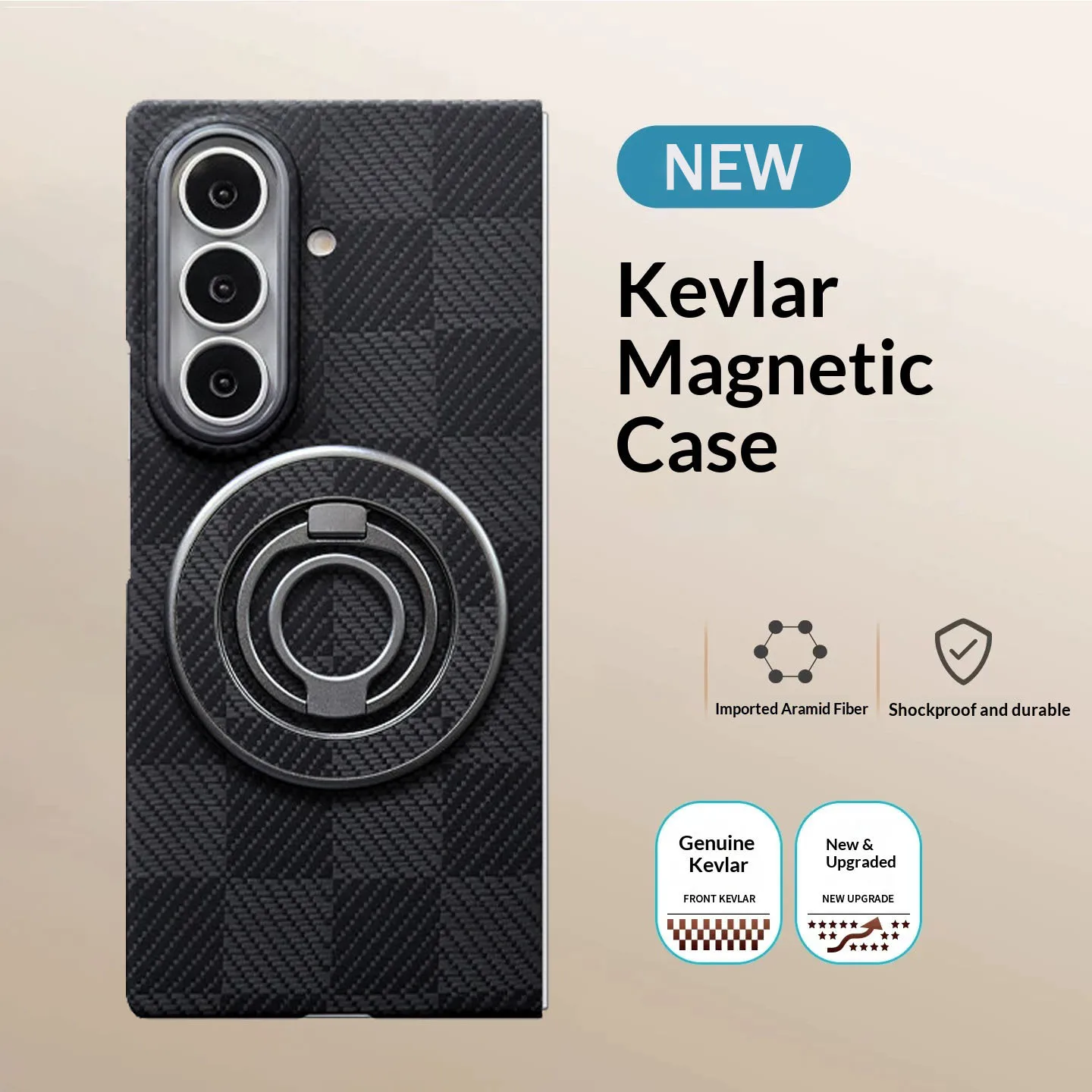 100% Genuine Aramid Carbon Case For Samsung Galaxy Z Fold 8 Fold 7 Fiber Magnetic Magsafe Ring Holder Honeycomb Camouflage Cover