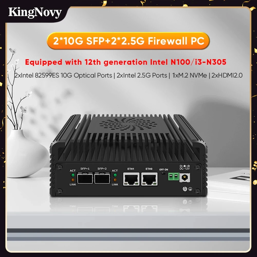 

12th Gen Intel i3 N305 N100 Firewall Mini PC 2x10G SFP+ 2xi226-V 2.5G Soft Router 1xNVMe 2xHD DDR5 NAS Server PC Proxmox ESXI