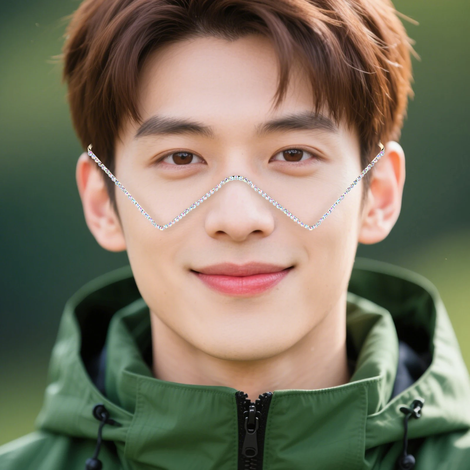 

2Pcs V Shape Metal Sparkling Eyeglass Frame No Lens Lightweight Lensless Design for Daily Business Parties Crystal Eyeglasses