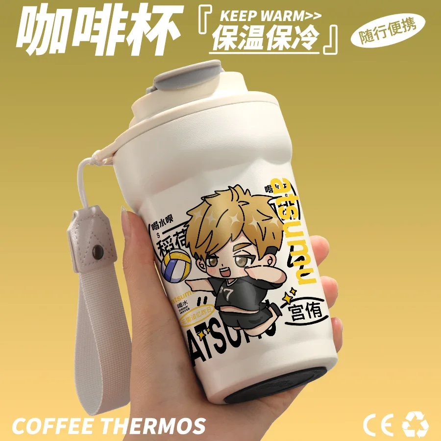 أنيمي هايكيو!! تأثيري الكرتون المياه الزجاج الحفاظ على الحرارة لطيف فنجان القهوة المحمولة الترمس معزول القدح هدية عيد ميلاد