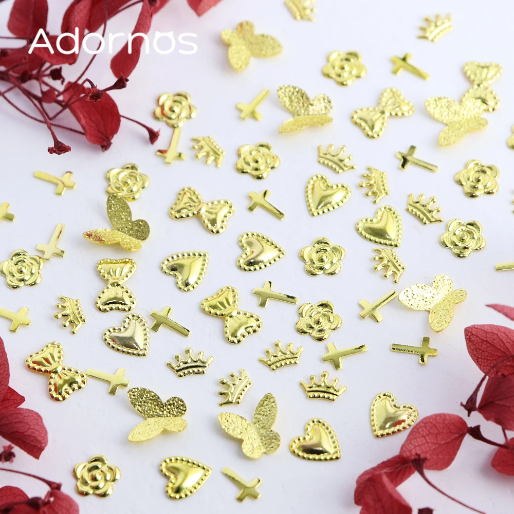 زخارف أظافر بتصميم عيد الحب، حروف LOVE وقلوب وورود فاخرة، مسامير معدنية لتزيين الأظافر، مستلزمات مانيكير