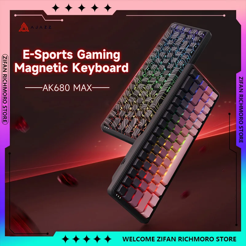 AJAZZ AK680 MAX Wired Gaming Keybaord RGB Magnetic Switch Customized Hot Swap 8k Polling Rate Mechanical Keyboards Pc E-sports