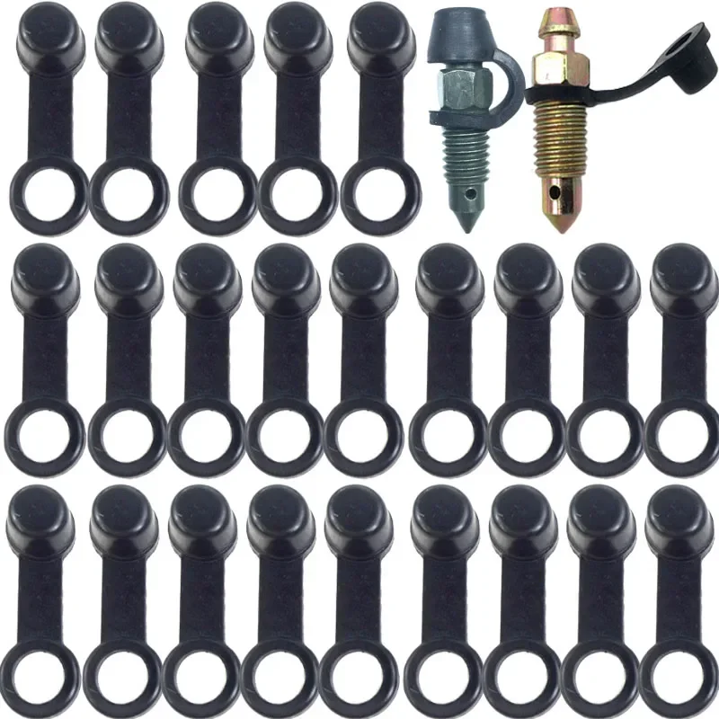 20/40pcs Black Brake Caliper Bleeder Screw Cap Universal Motorcycle Car Exhaust Oil Discharge Screw Cap Pump Rubber Dust Cover