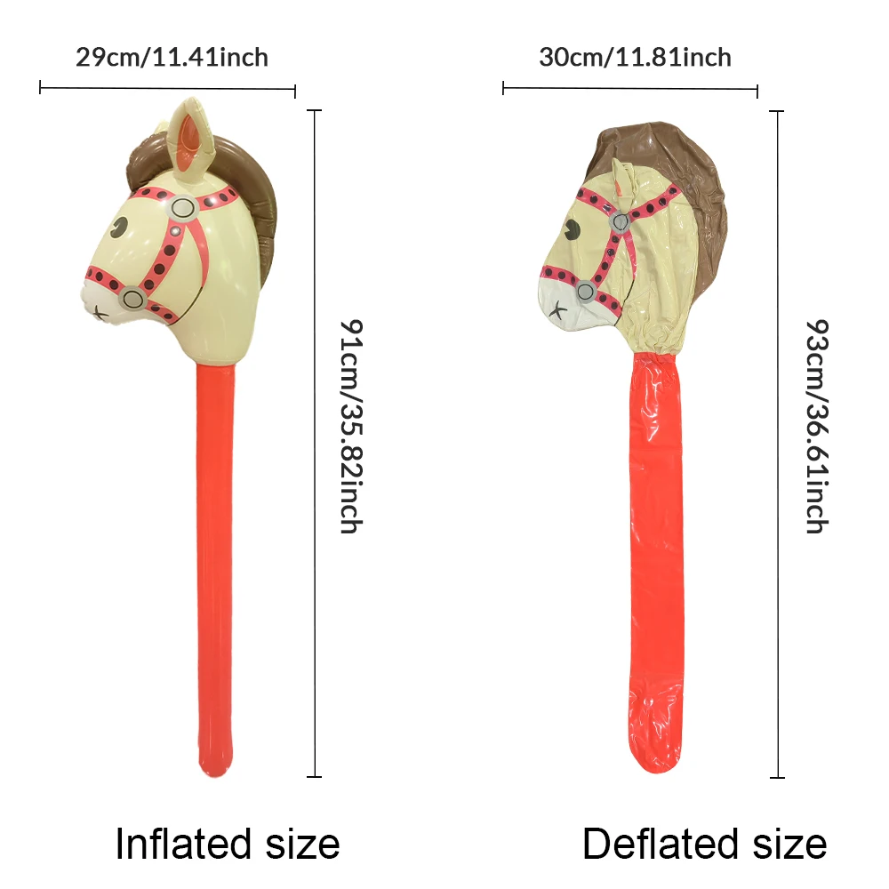 عصا رأس حصان قابلة للنفخ، PVC متينة، مناسبة لحفلات أعياد ميلاد الأطفال والألعاب الخارجية
