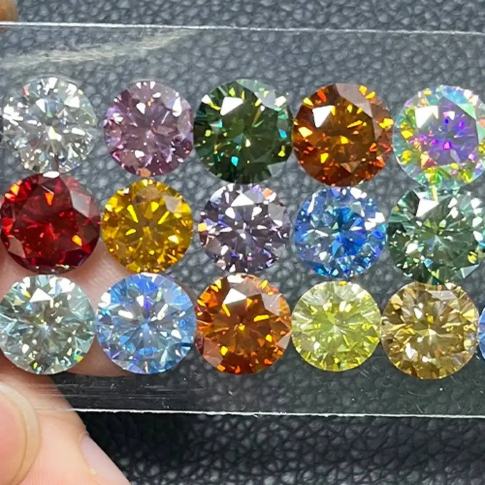 SG 0.1-5ct Loose Stone Excellent Cut 3-11mm Moissanite Diamond Wholesale Round Moissanite Pink/ Red /yellow/blue /green /purple