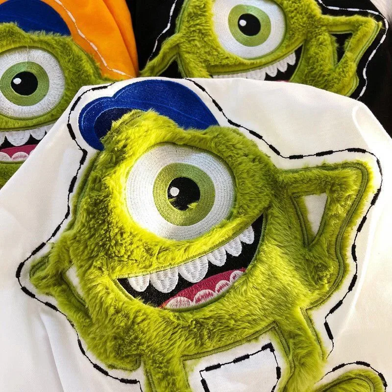 Cartoon Mike Wazowski Monsters, Inc. T-Shirt Top Summer Casual Plus Size Women's Short Sleeve Mr.Q Hip Hop Streetwear Top