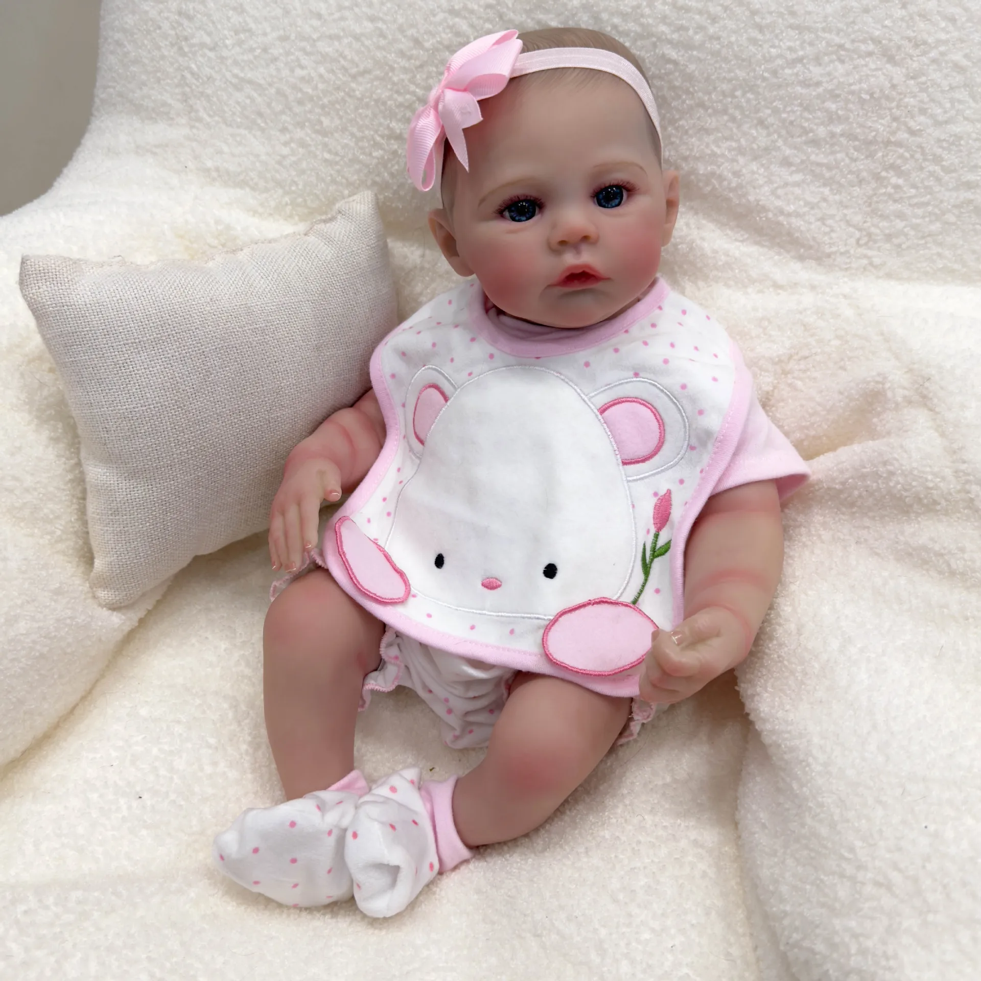 49 cm Miniature Preemie Baby Doll Soft Silicone Vinyl Real Touch Art Made 3D Skin Lifelike Baby Collectible Doll Handmade Gift