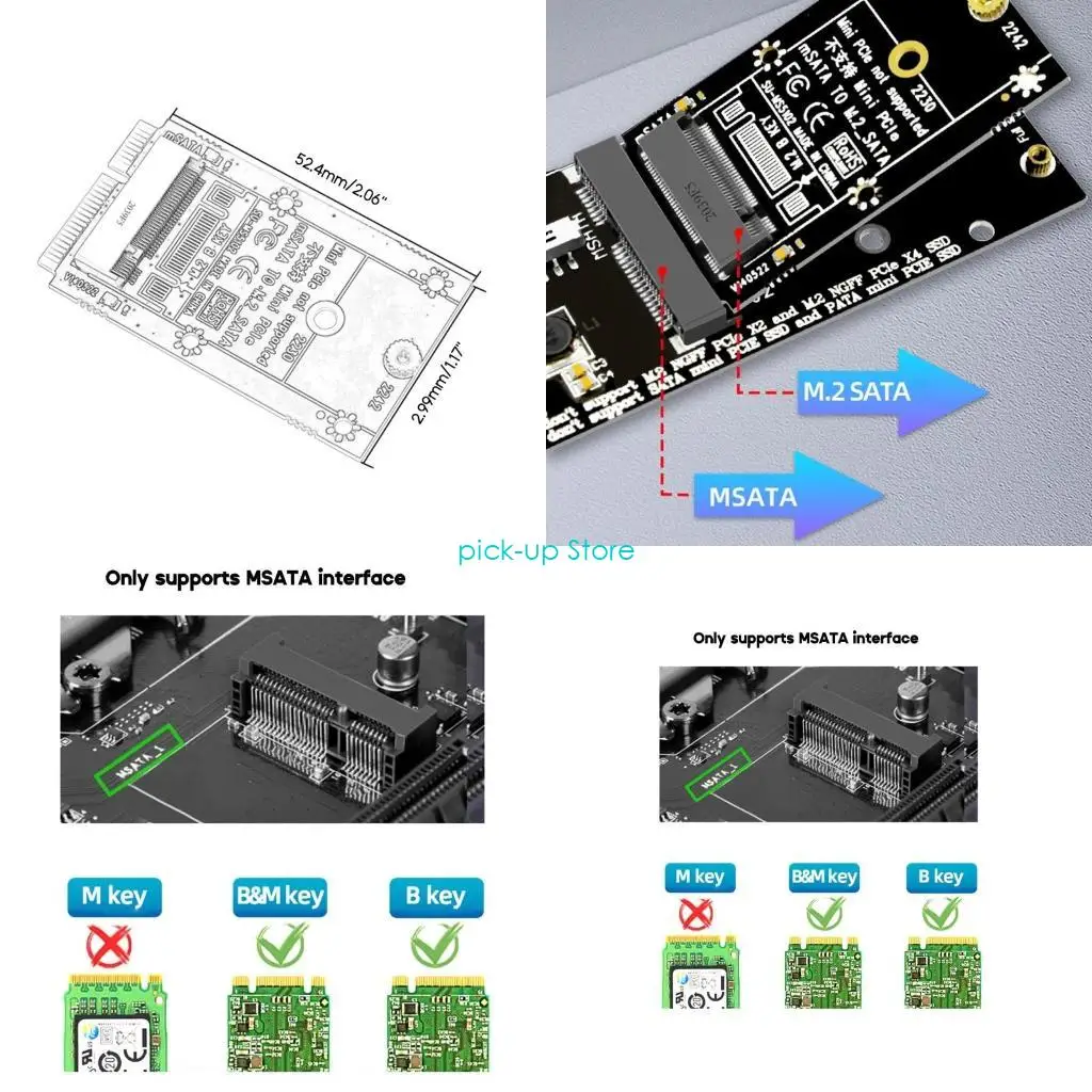 

Q5WA MSata to M.2 Adapter Converter Card SSD Hard Disk Expansion Card 2230/2242