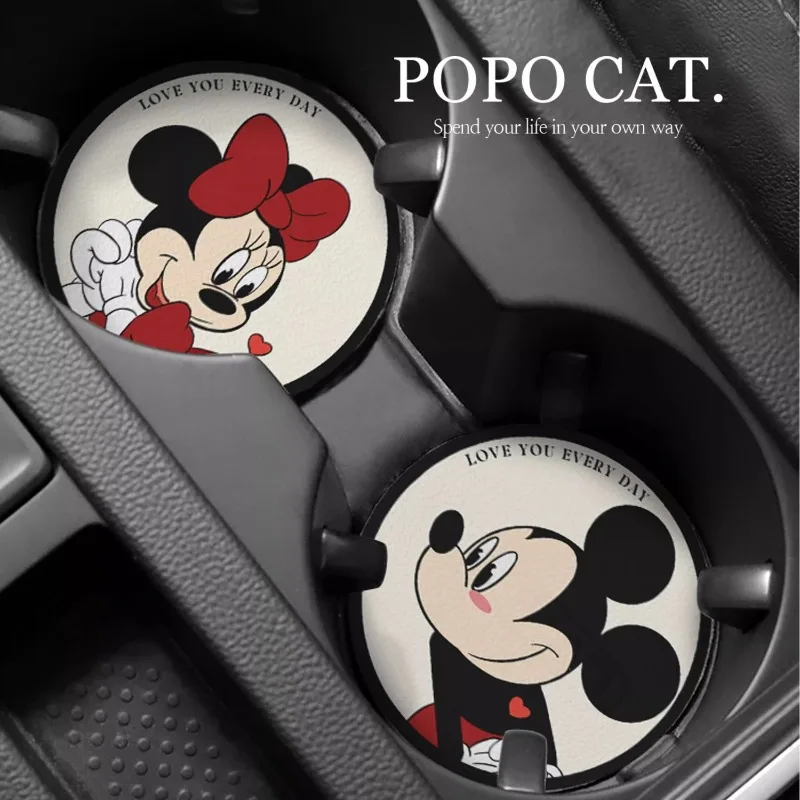 Автомобильные подставки с Микки Маусом Disney, противоскользящий, противоожоговый, коврик для хранения бака, автомобильный креативный милый продвинутый коврик для хранения, украшение