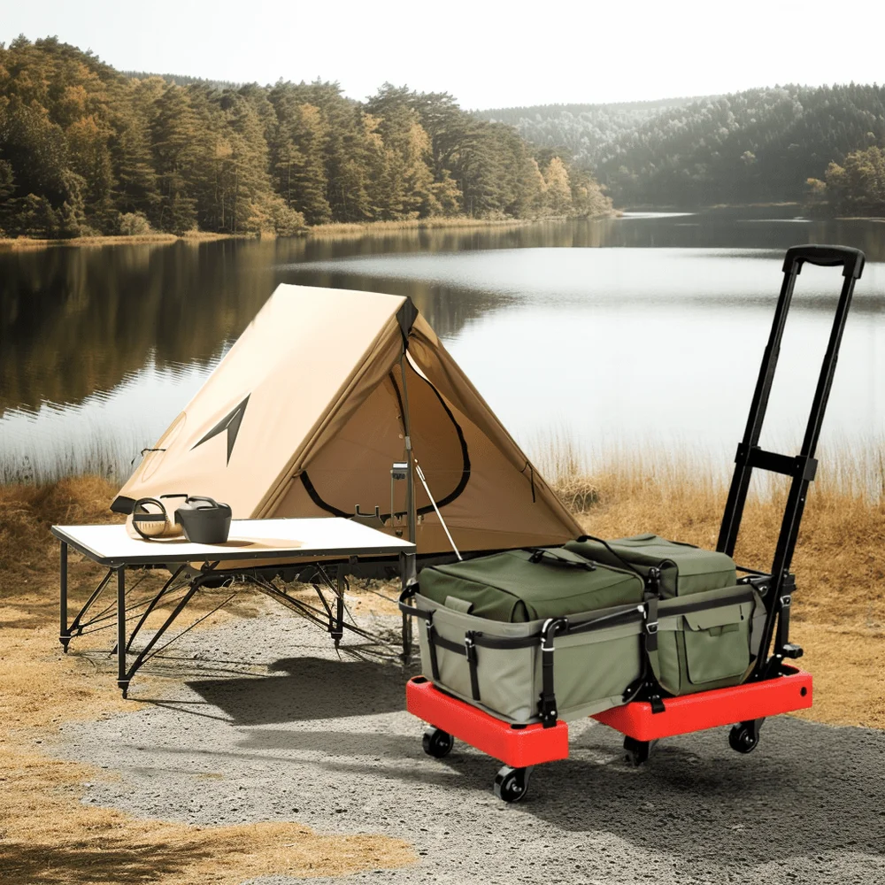 

Folding Hand Truck, 500 LB Capacity Luggage Cart, Portable Folding Dolly With 6 Wheels And 2 Elastic Ropes For Luggage, Persona