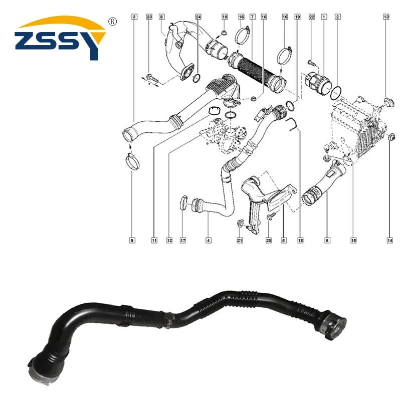 144600199R 144609191R Intercooler Turbo Pipe Cooling Hose For Renault Kangoo 1.5 Dci 4150900242