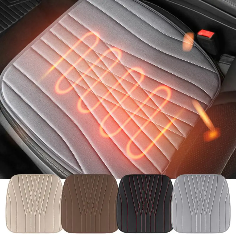 12/24V Memory Foam Car Heated Seat Cushion Universal Car Seat Cushion Anti-Slip Bottom Short Plush Chair Cushion Car Seat Pad