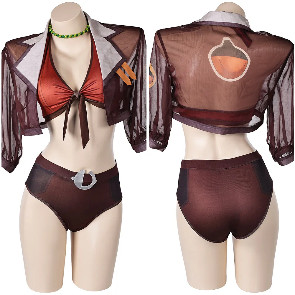 Game Rivals Doreen Green Cosplay Fantasia Squirrel Costume Tail Headband Disguise Clothes Roleplay Halloween Carnival Suit Women - view 4