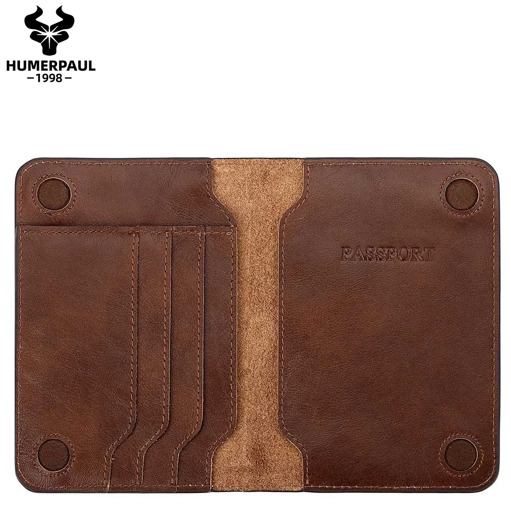 Travel Essentials Passport Holder Wallet RFID Full Grain Leather Mens Credit Card Holder Slim Purse with Vaccine Card Slot