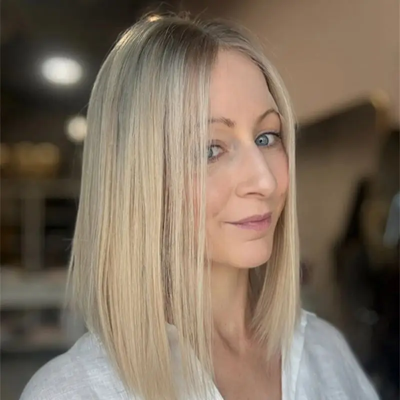 أعلى HD غلويليس الباروكات قصيرة مستقيم بوب أومبير البلاتين شقراء Balayage الفاخرة الاصطناعية الدانتيل شعر مستعار أمامي جزء مجاني جاهز للشحن