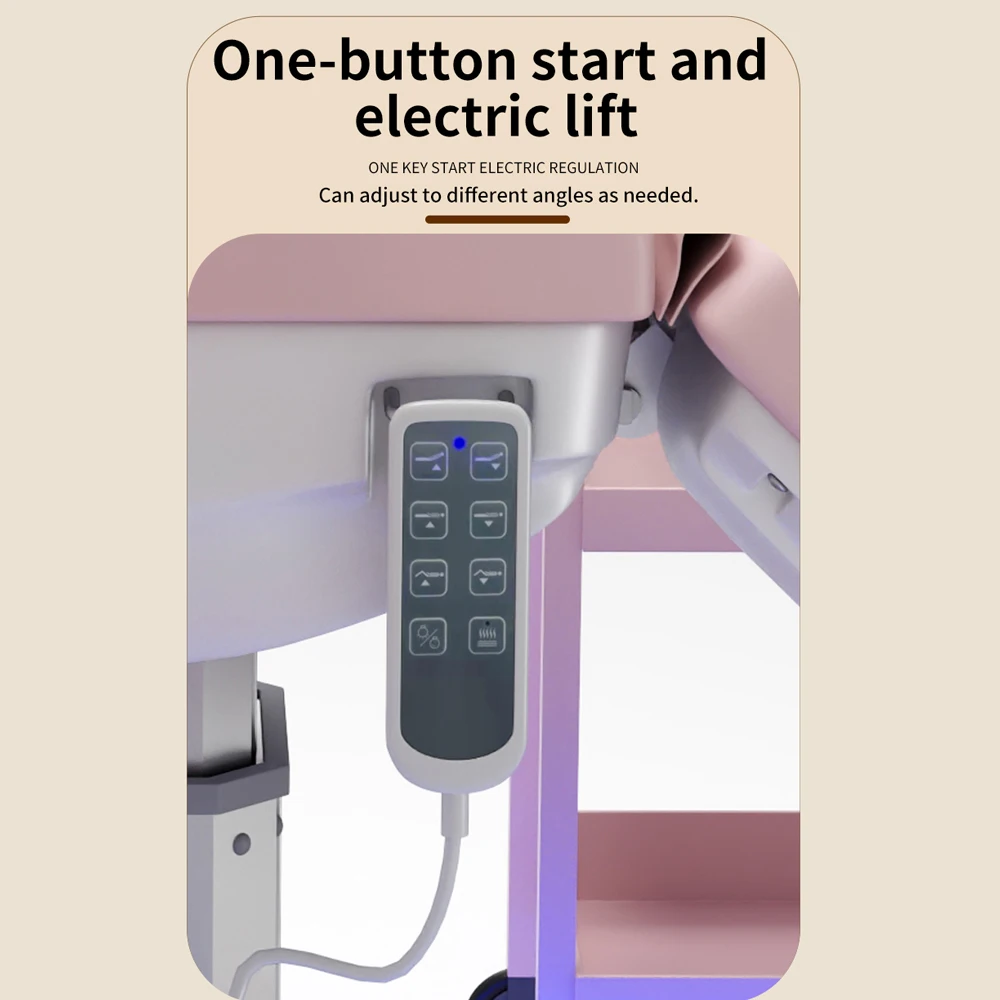 電動マッサージベッド サロン家具 ピンクゴールド フェイシャルベッド 美容サロン機器 日本式ヘッドスパベッド