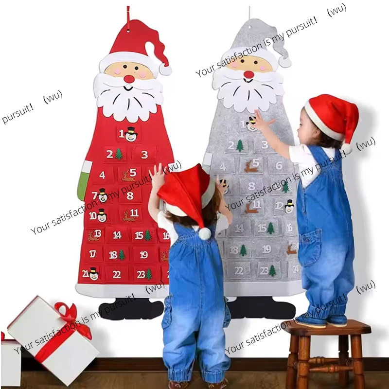 Santa Claus Felt Advent Calendar Countdown To Christmas Wall Hanging For Home Holiday Decor Festive Seasonal Ornament
