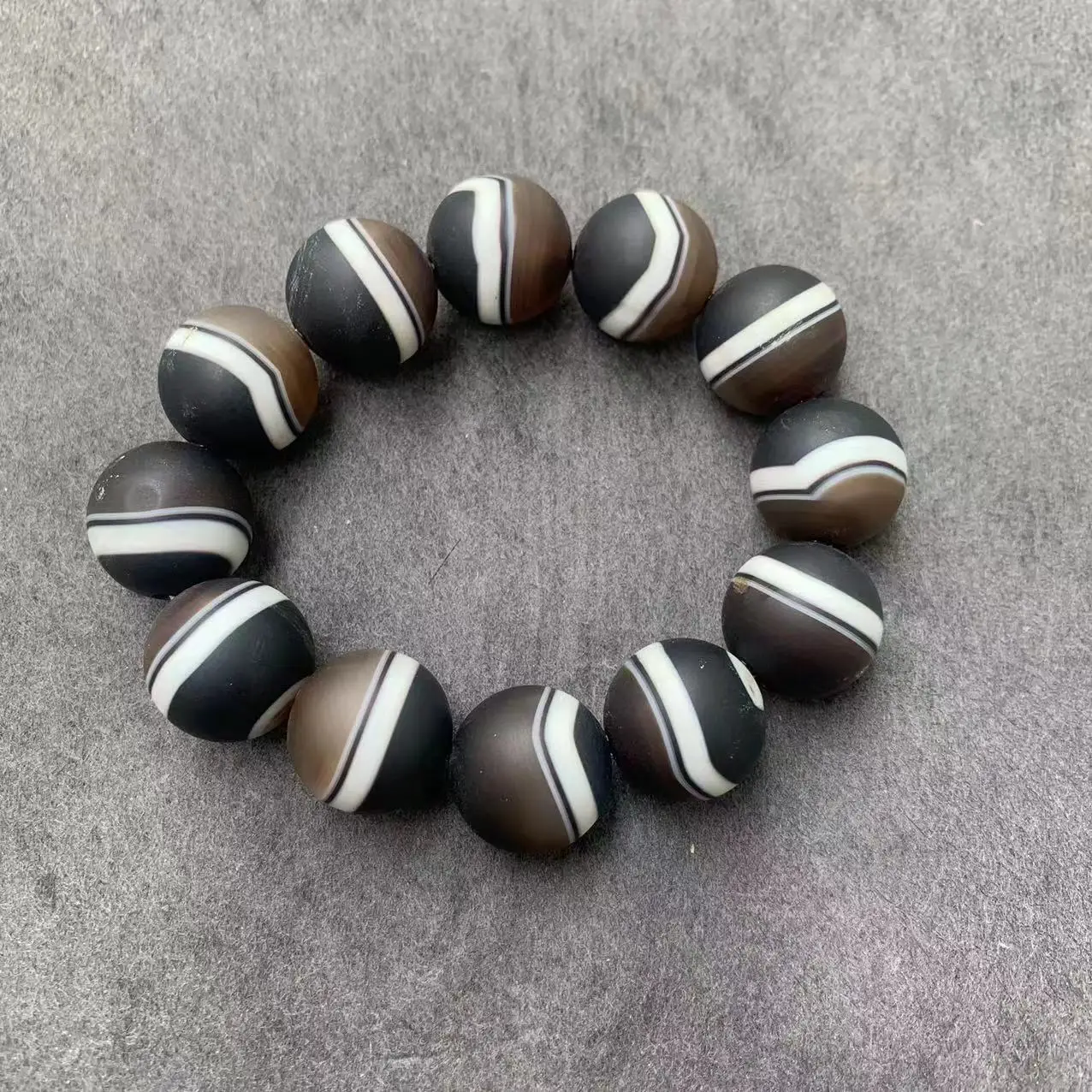 

Natural Agate Ball Bead Bracelet Men's Jewelry First Line Apothecary Wide Stripe Same Rough Stone Rare Collection Bracciale Uomo