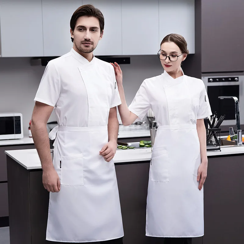 Chef Overalls Men's Short-Sleeved Summer Thin Breathable Dining Kitchen Hotel Restaurant Canteen Kitchen Baking Kitchen Clothes