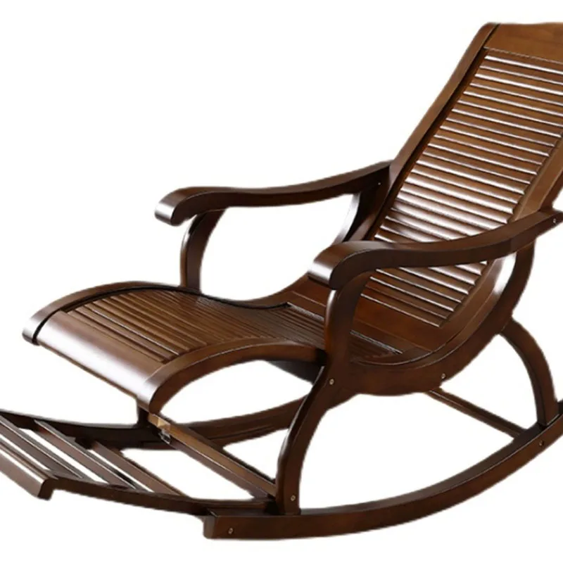 Extended solid wood rocking chair, happy chair, elderly  , Chinese style, balcony leisure recliner chair, rocking
