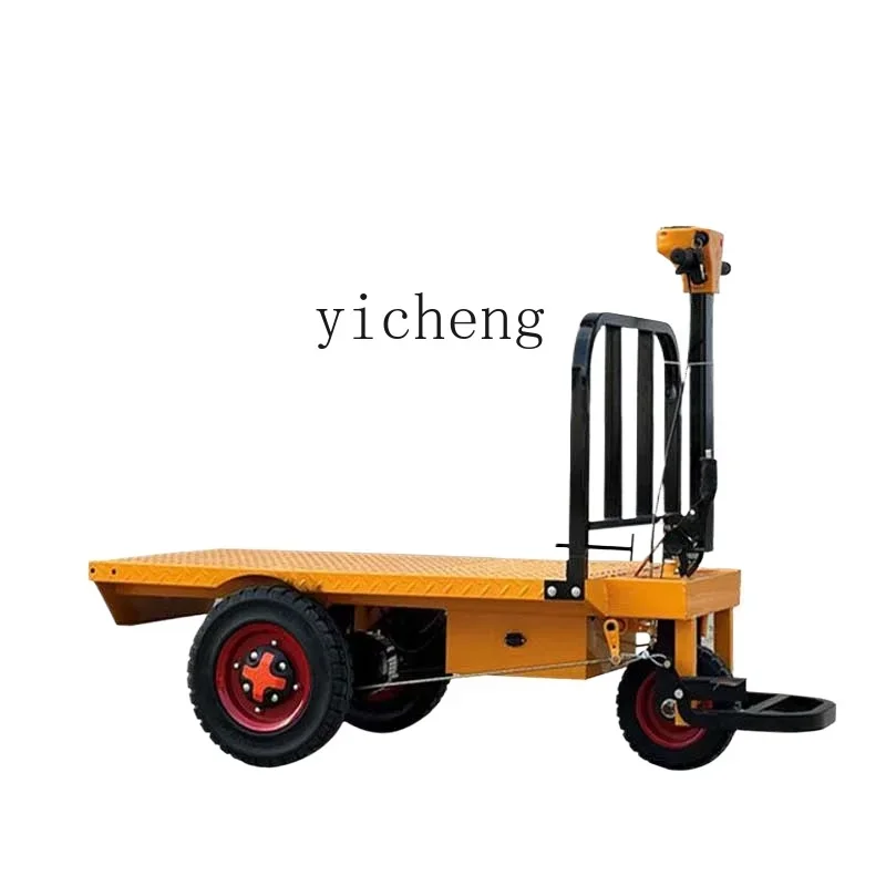

electric hand push flatbed truck construction site farm warehouse pulling goods handling tricycle