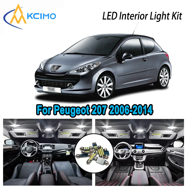 

For Peugeot 207 2006-2014 2007 2008 2009 2010 Premium Bright LED Interior Dome Map Trunk Light Kit Car Led Lamps Canbus No Error