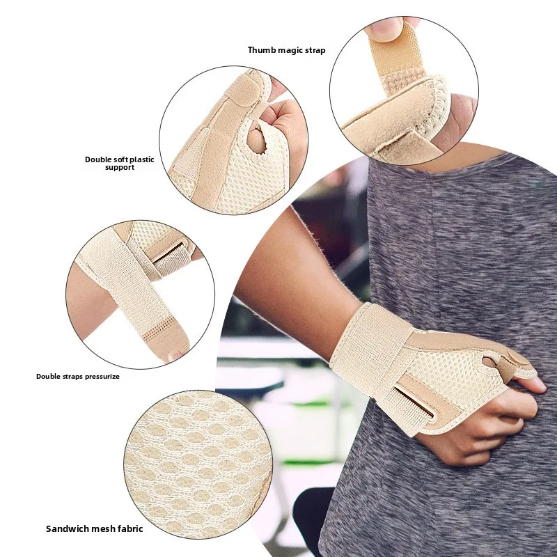 1Sports wrist gloves for different skin tones，Breathable Strap Fixed Protection Thumb Support Wrist Guard Velcro Gloves