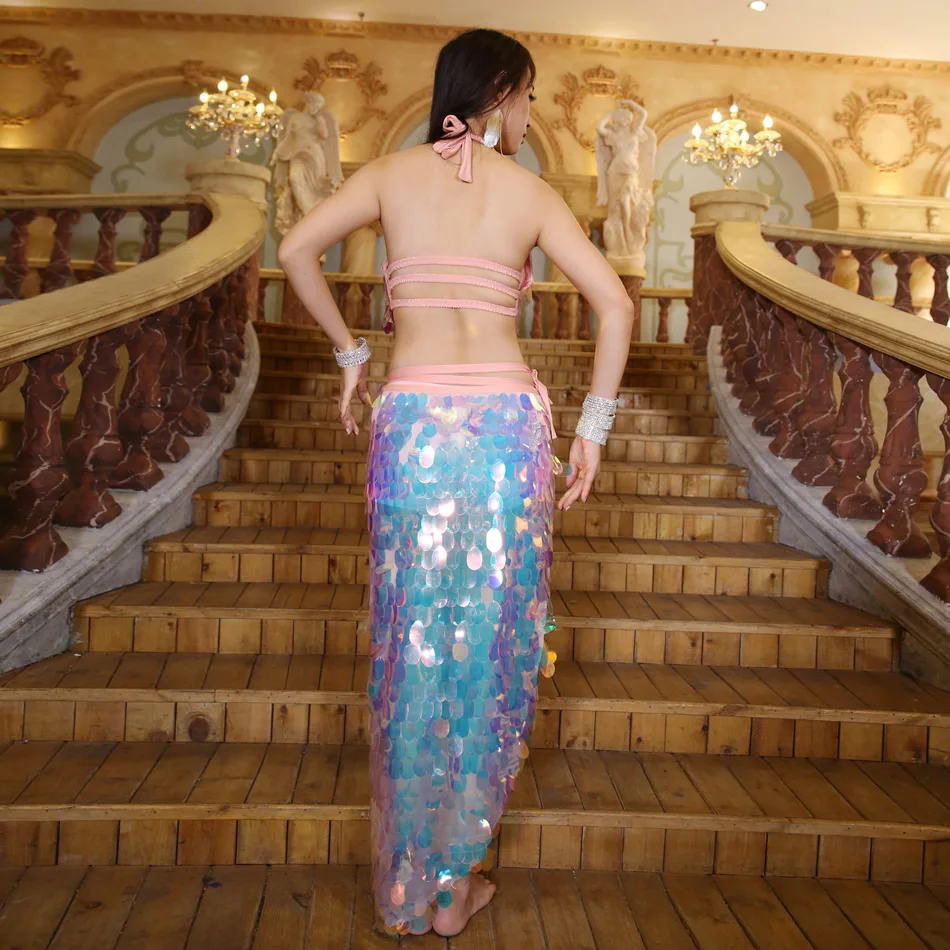 اكسسوارات الرقص الشرقي لأداء المسرح ، حورية البحر الترتر وشاح الورك ، بدلة الفول ، عرض الرقص الشرقي