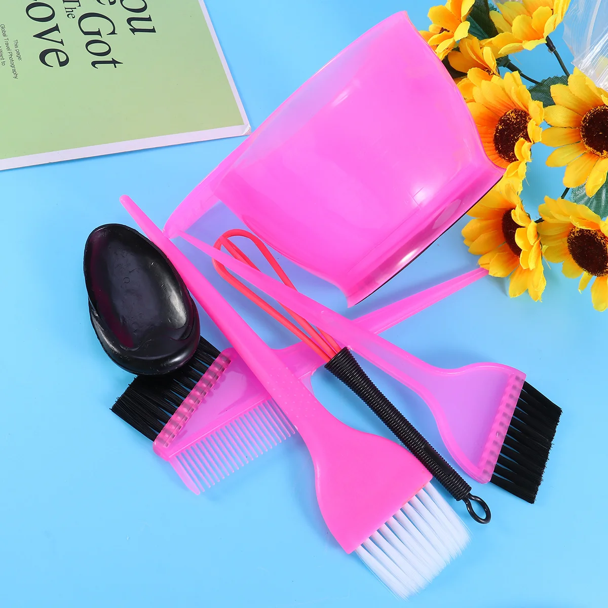6pcs Rosy Dye Tools For Salon Home Use Coloring Tool Dye Tools Tinting Sets Hair Hair Dyeing Kits Coloring Tool - Image 5