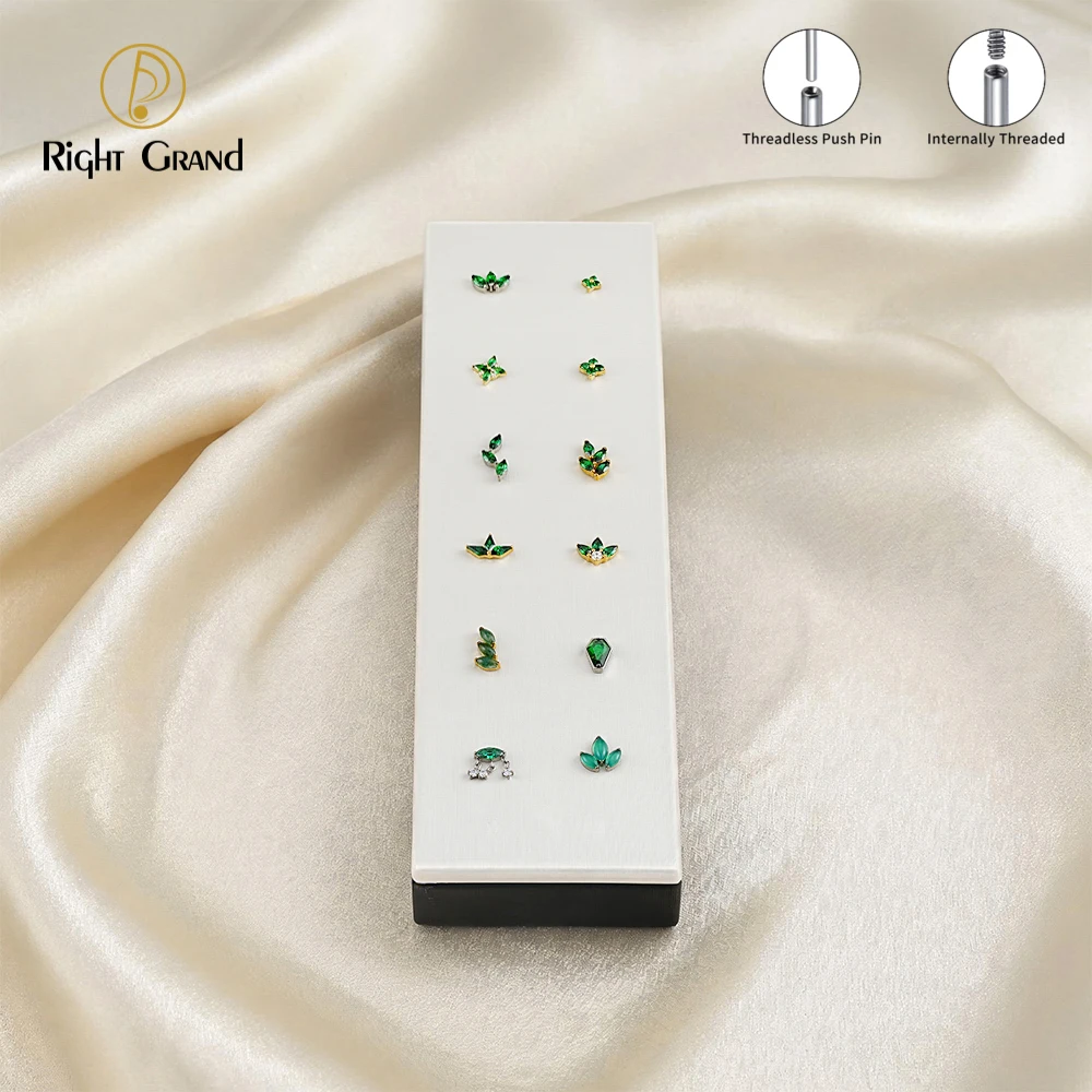 Right Grand High Quality Black Fiberboard Leather Display Stand for 14G 16G Threaded and Threadless Piercing Body Jewelry