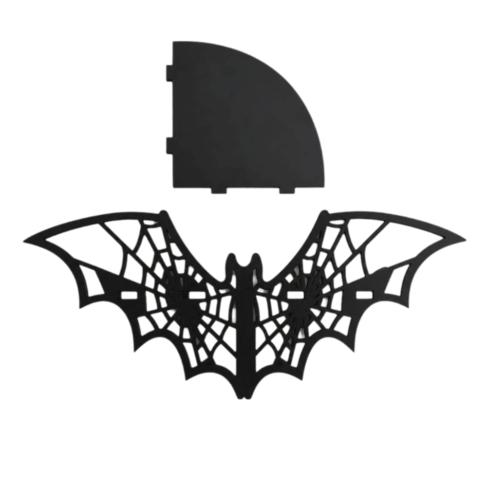 Wooden Bat Corner Shelf Black Wall Mounted Floating Storage Shelf Creative Shape Hollow Pattern Wall Display Shelf Party