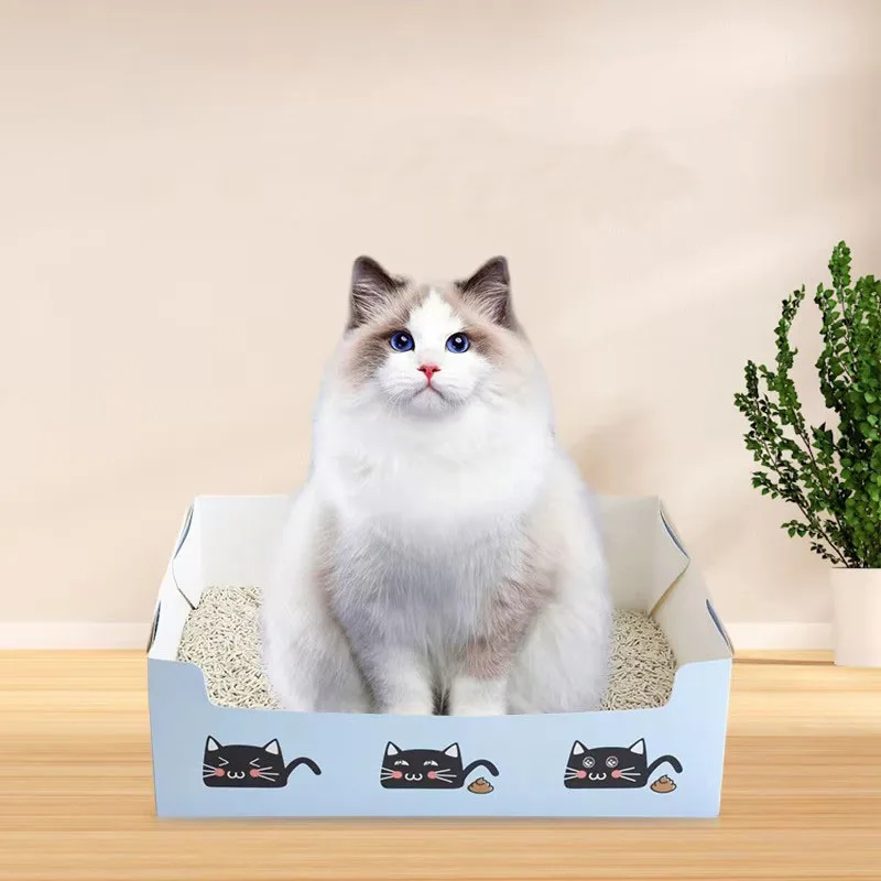 Disposable Paper Cat Litter Box for Business Trips, Foster Care, Travel, Thickened, Foldable, Easy To Maintain Cat Toilet