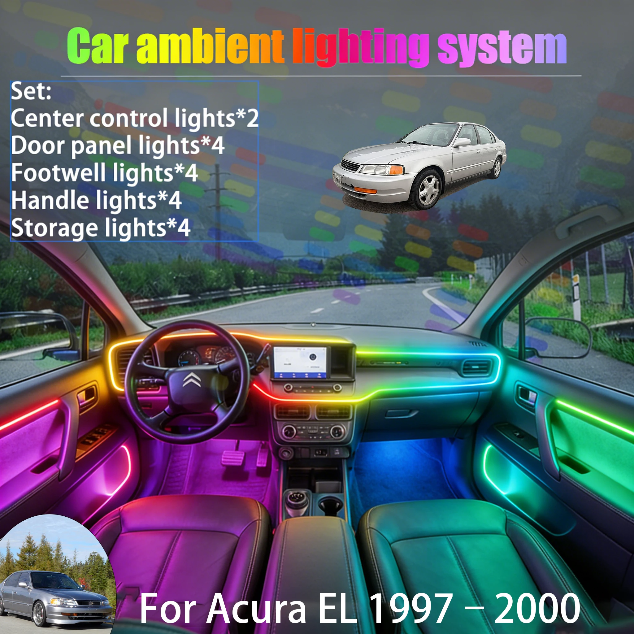 

Для Acura EL 1997–2000 MB4 MK1: Комплект светодиодной подсветки салона и багажника 2/18 в 1, USB RGB, с эффектом бегущих огней, автозапчасть