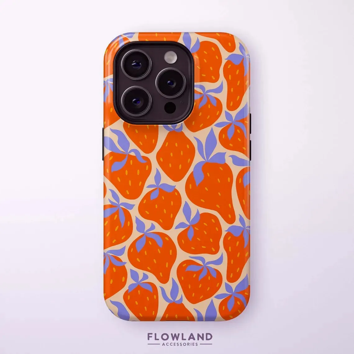 

Luxury Stylish Strawberry Pattern Design Phone Case for iPhone 17 16 15 14 13 12 11 Air Pro Max Plus Double-layer Back Cover