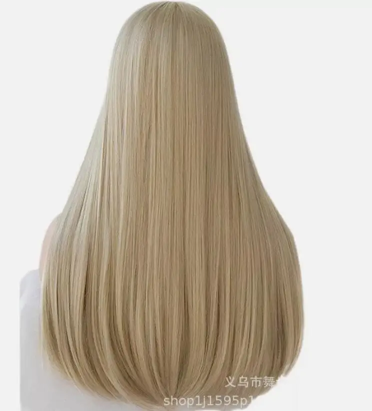 Perruque d'Halloween Blonde Mixte Naturelle, Cheveux Longs et Lisses, Degré de Chaleur