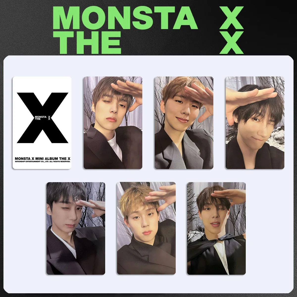 6 قطعة/المجموعة/مجموعة من بطاقات الصور Kpop MONSTAX MONSTA X MAKESTAR Store Lucky Draw بطاقات SHOWNU Minhyuk HYUNGWON مجموعة المعجبين